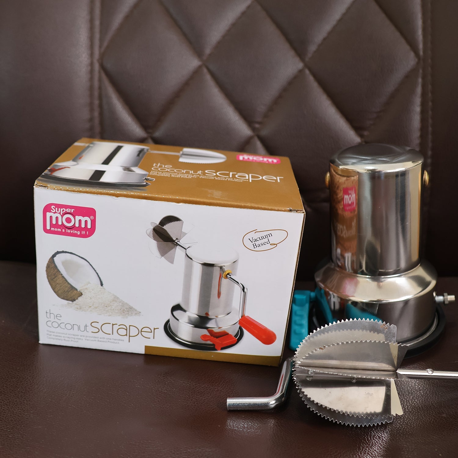 Supermom Stainless Steel Coconut Scraper with Vacuum Base (1 Pc) Supermom Stainless Steel Coconut Scraper with Vacuum Base (1 Pc)